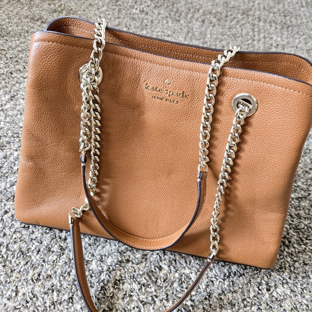 Kate Spade New York Jordyn Large Chain Handle Tote Shoulder Bag warm gingerbread